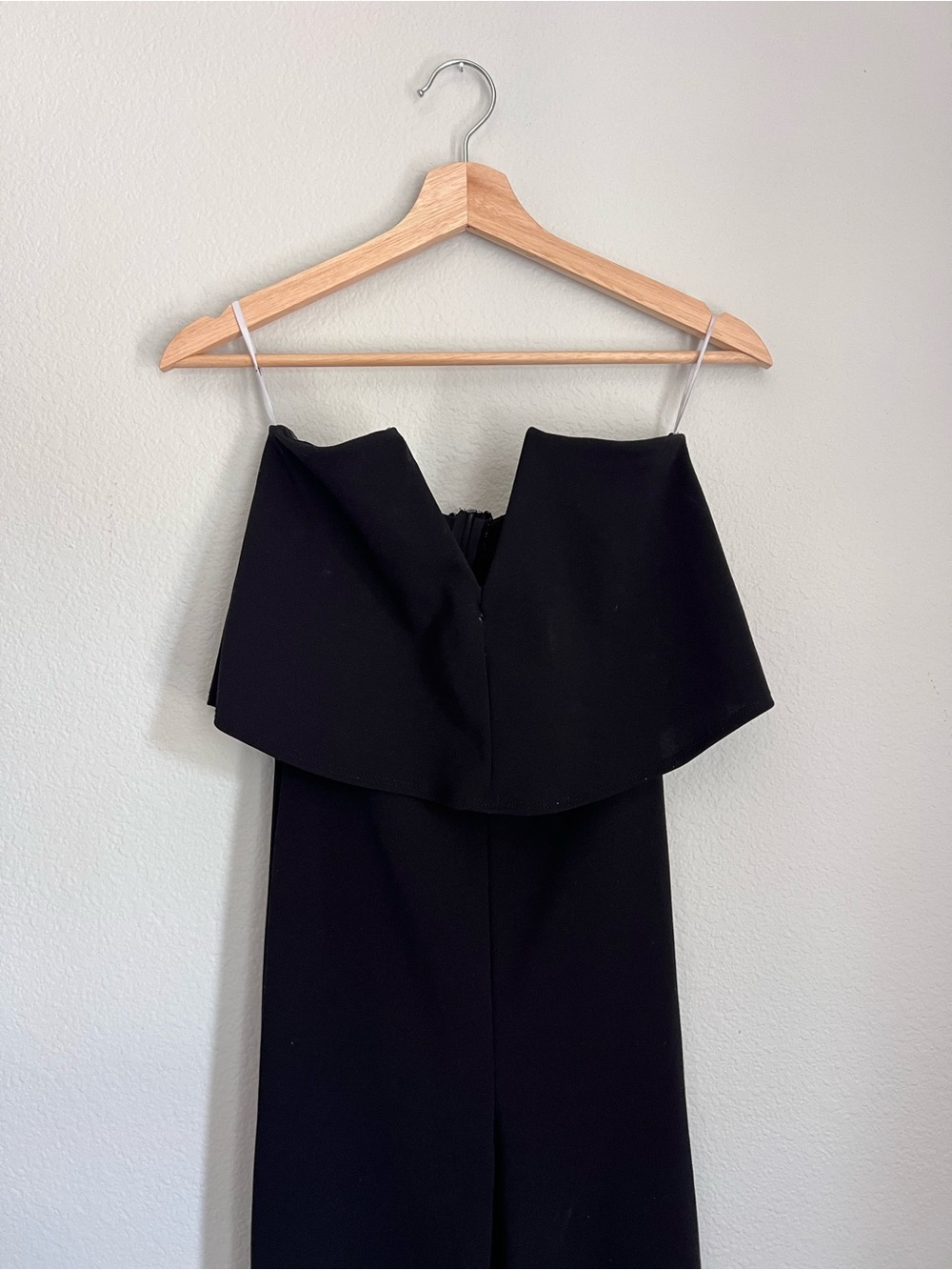 Lulu's Black Strapless Jumpsuit with Draped Overlay